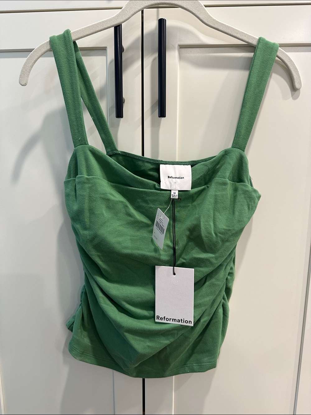 Reformation Green Ruched Tank Top